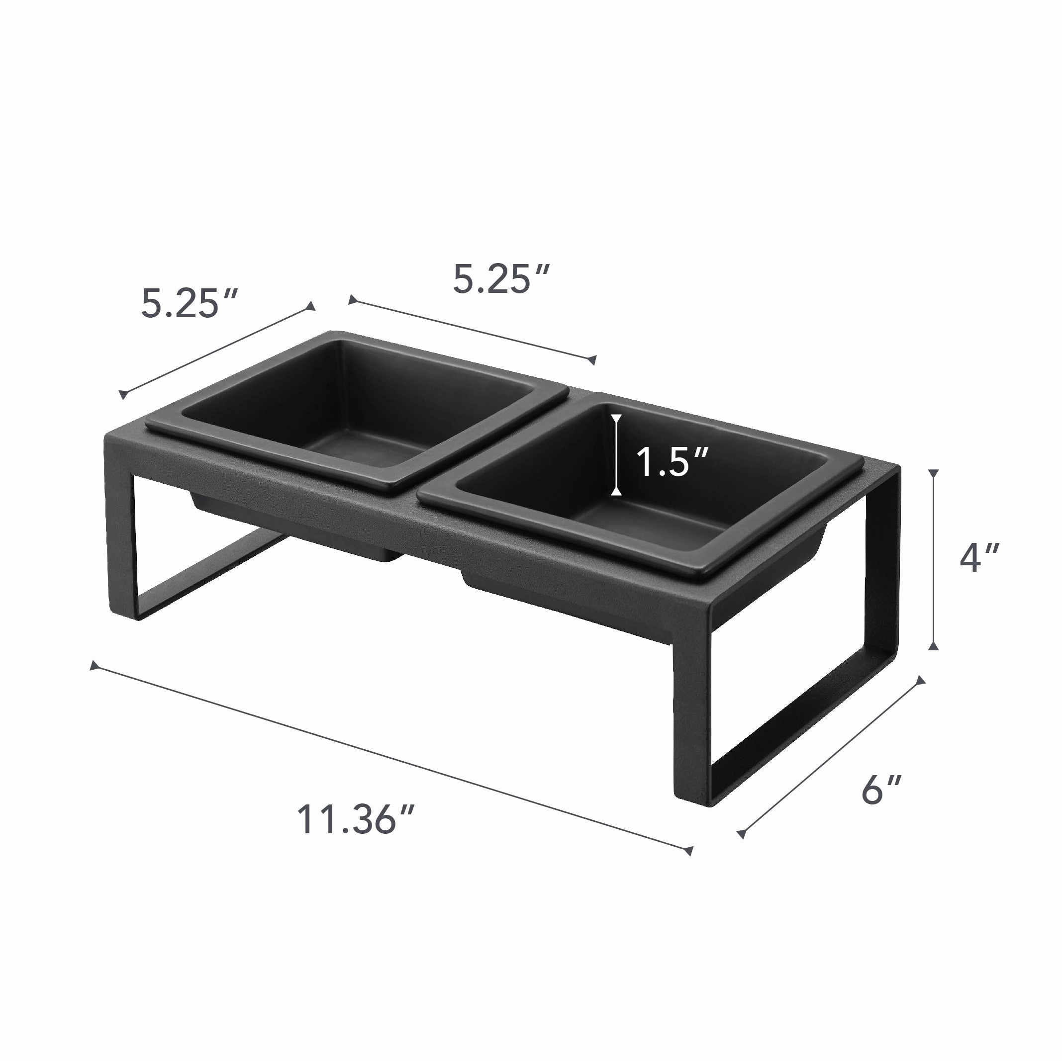 Yamazaki Home Pet Food Bowl - Two Styles, Steel   Ceramic, Tall, 1.25 cups, 300 milliliters per bowl, No Assembly