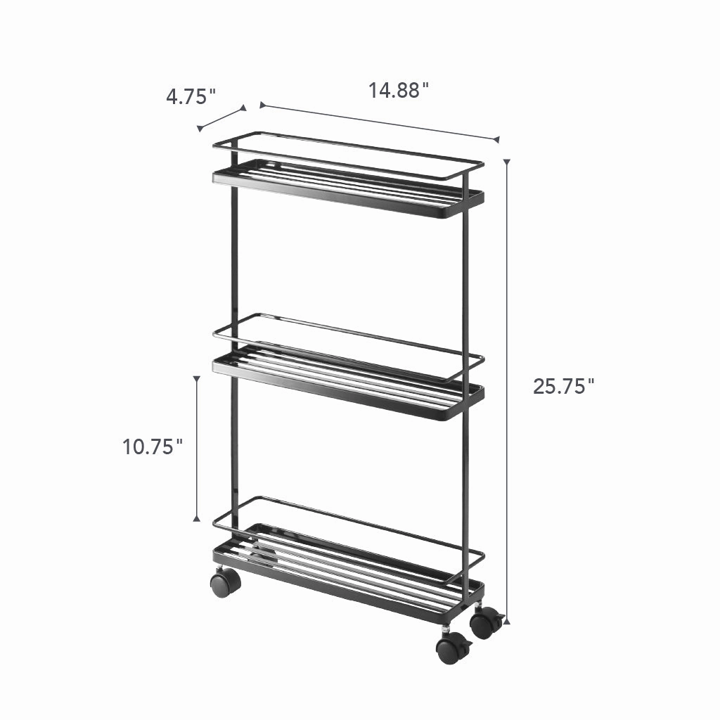 Yamazaki Home Rolling Cart, Steel, Supports 6.6 pounds, Wheels, Minimal Assembly