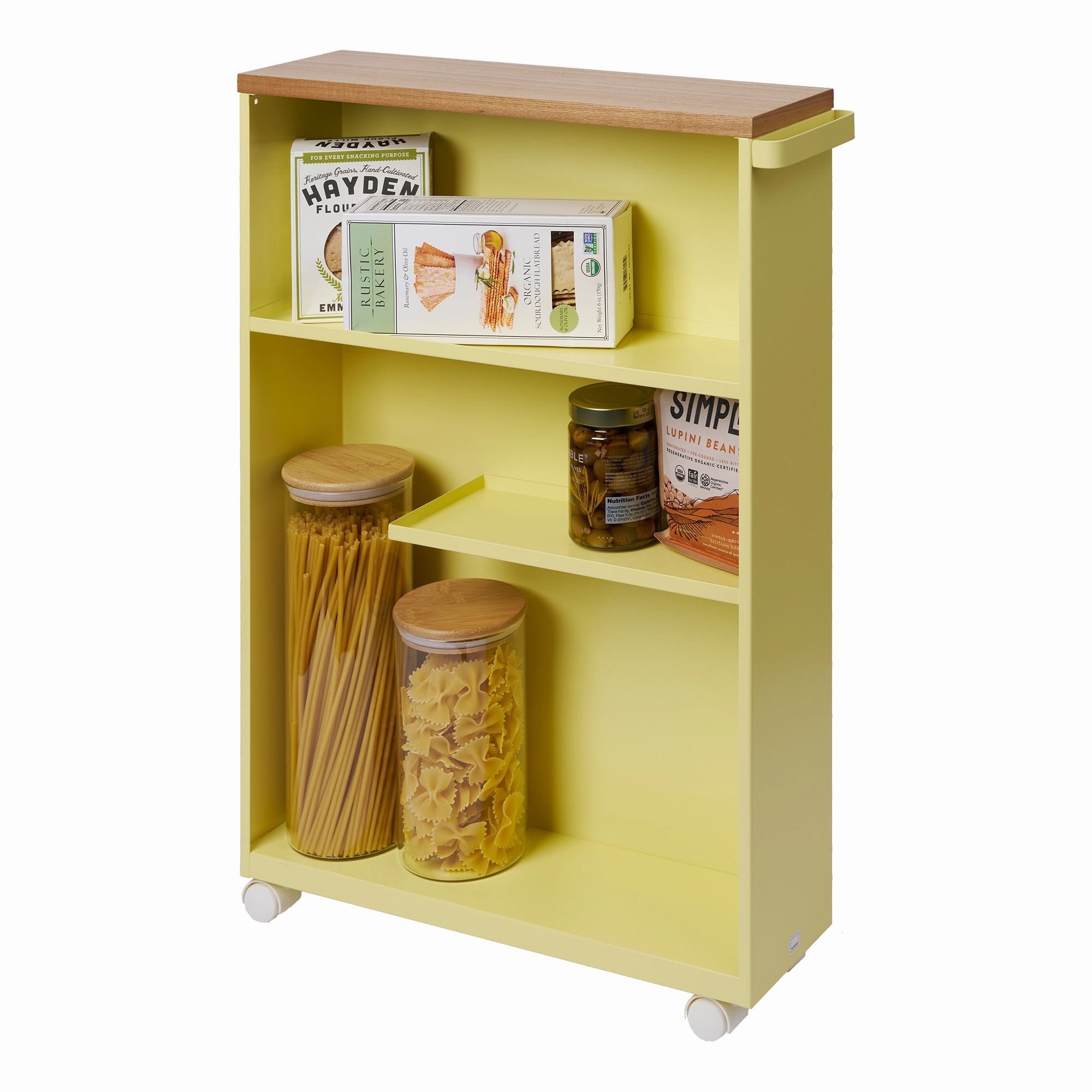 Yamazaki Home Rolling Storage Cart, Steel, Handle, Wheels, Minimal Assembly