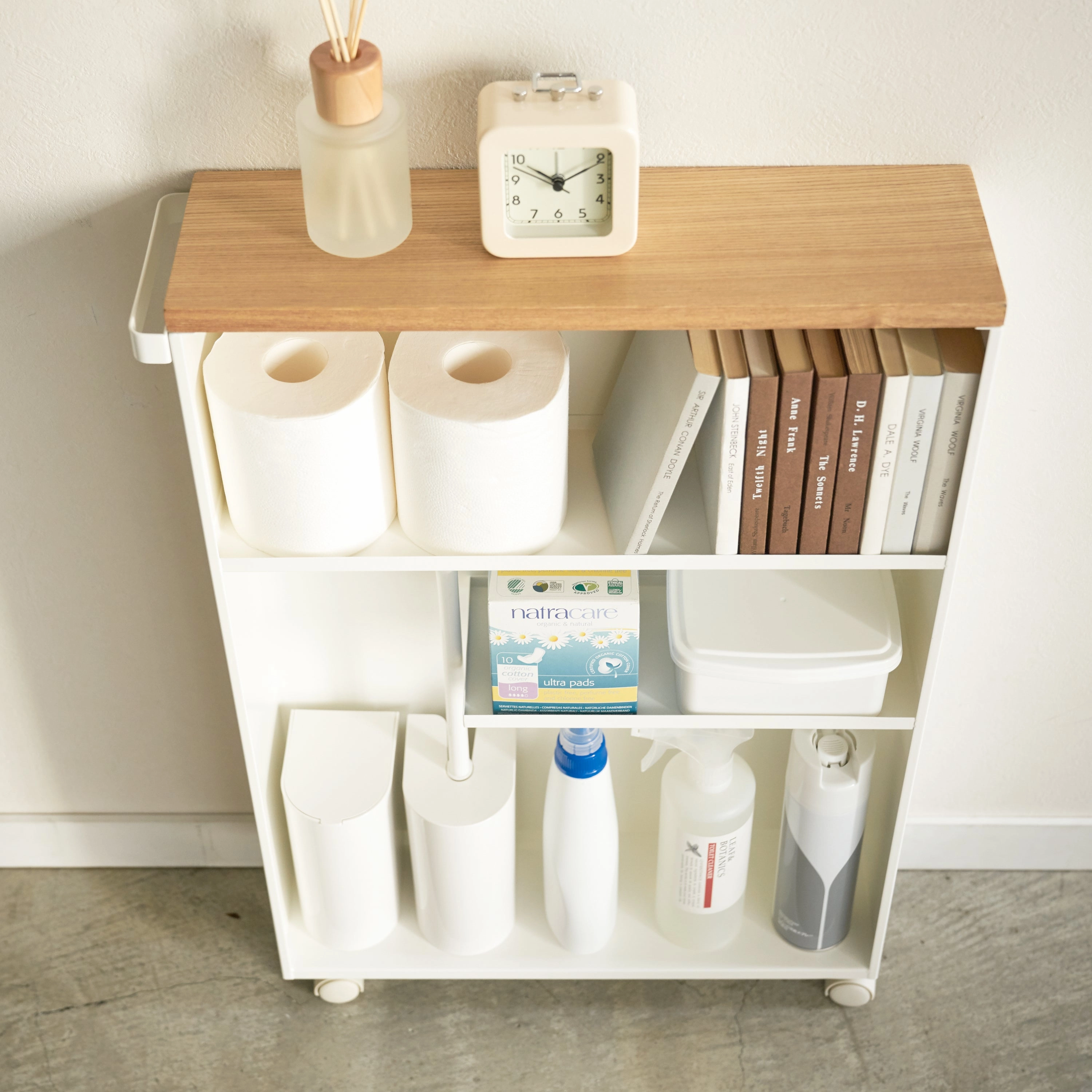 Yamazaki Home Rolling Storage Cart, Steel, Handle, Wheels, Minimal Assembly