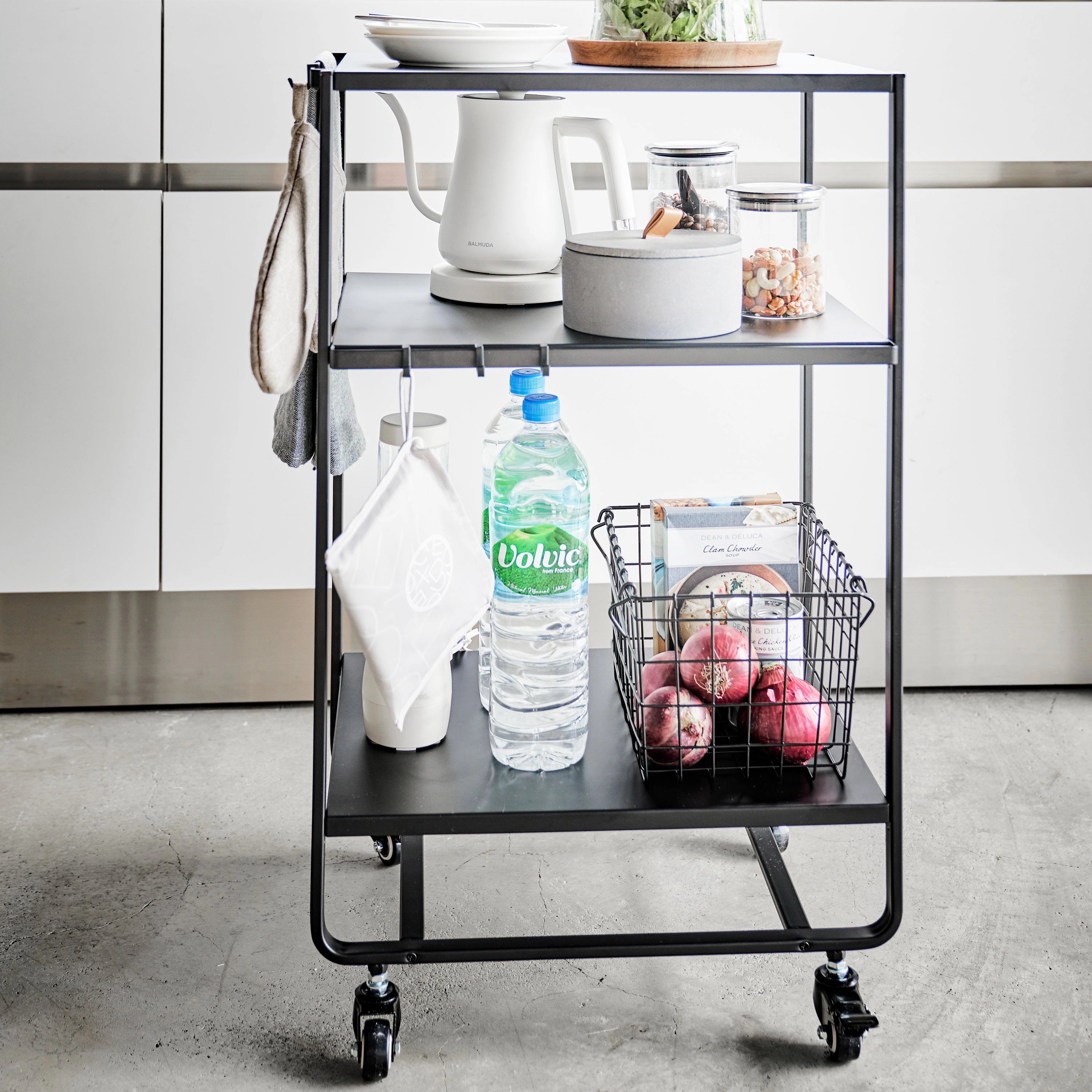 Yamazaki Home Rolling Utility Cart, Steel, Wheels
