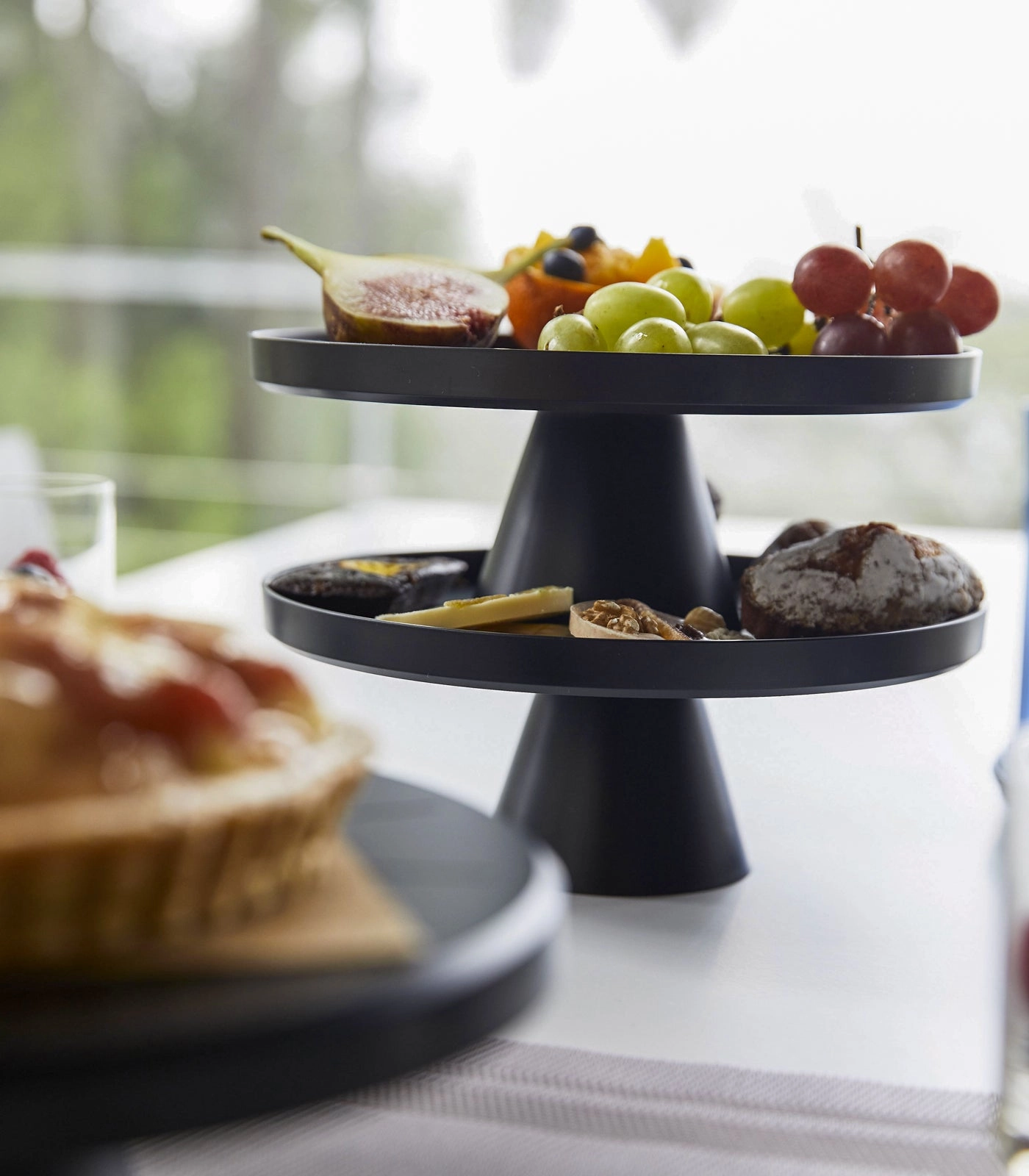 Yamazaki Home Stackable Cake Stand, ABS Plastic, Stackable, Minimal Assembly