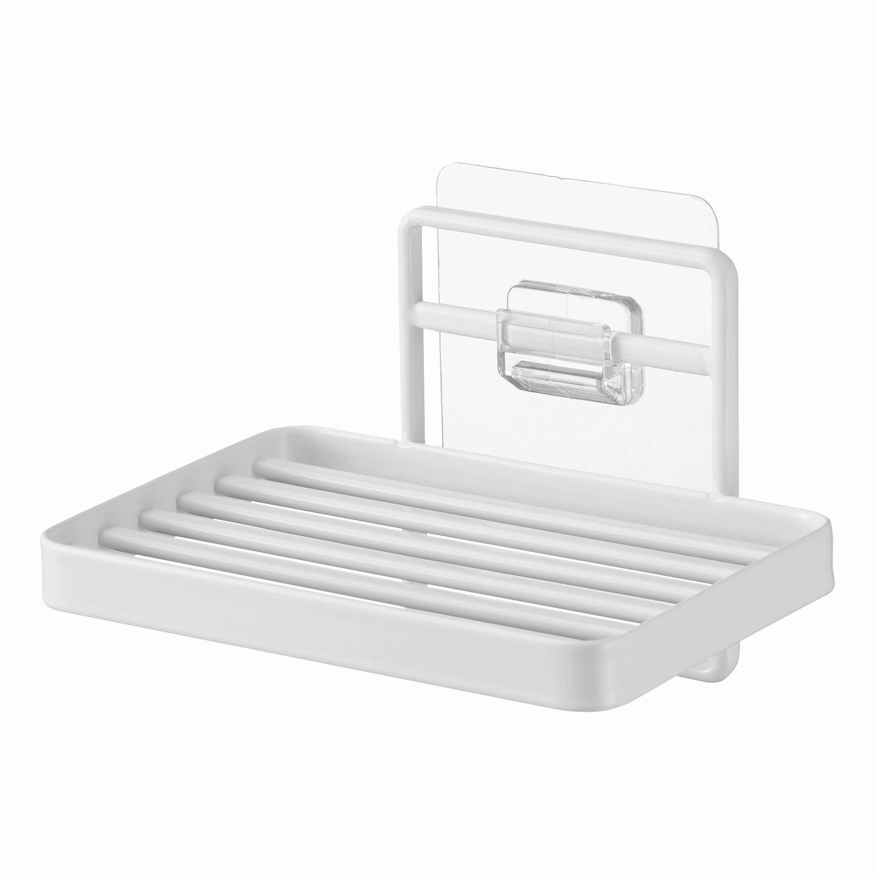 Yamazaki Home Traceless Adhesive Soap Tray, Steel, Supports 1.1 pounds, Adhesive
