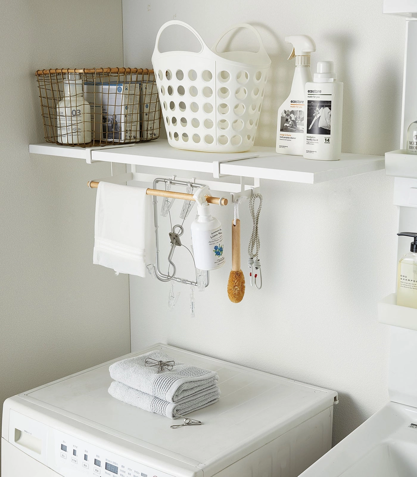 Yamazaki Home Undershelf Hanger, Steel   Wood, Fits Shelves Up To 1 Inches, Supports 6.6 pounds, Handles, Undershelf, No Assembly