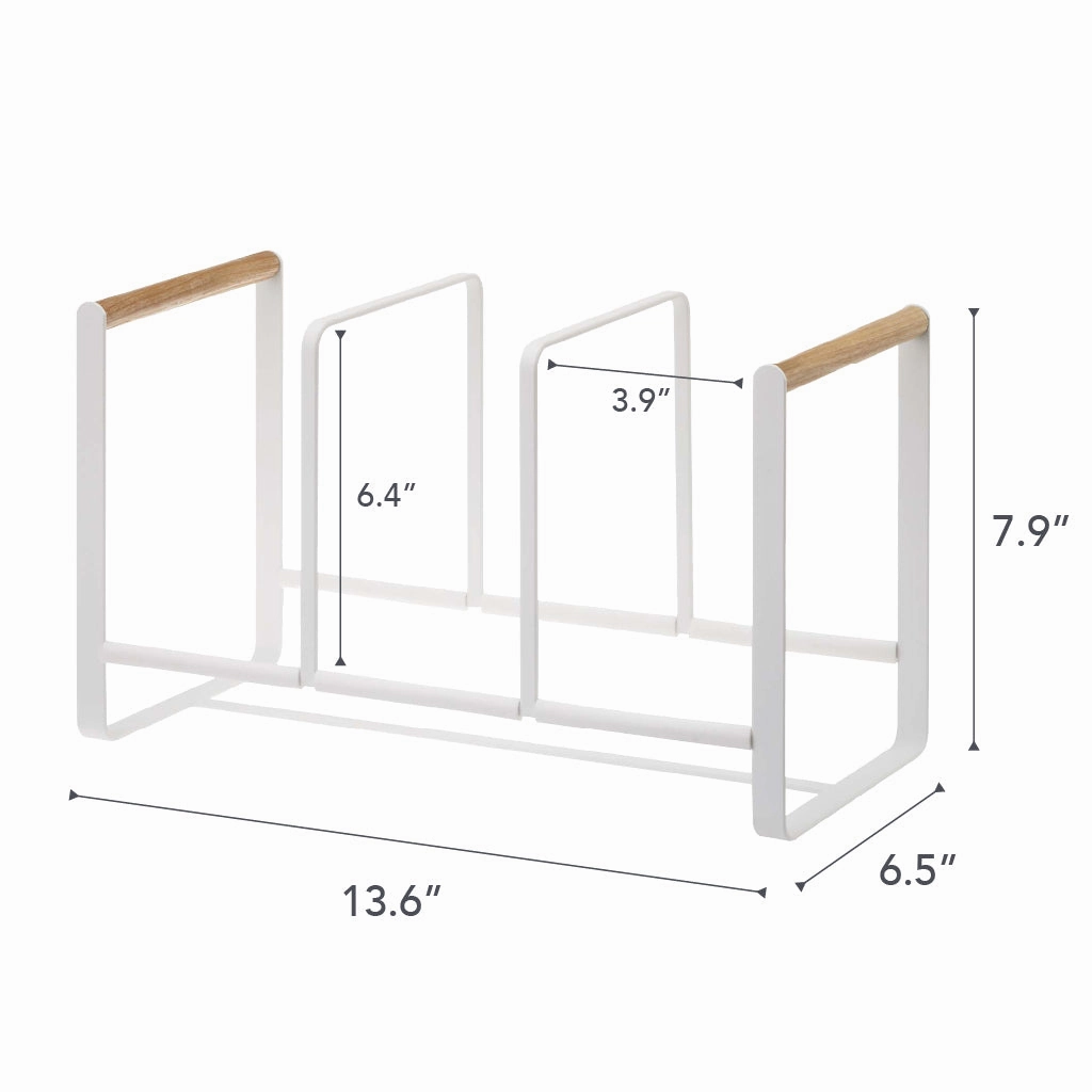 Yamazaki Home Vertical Plate Organizer, Steel   Wood, Supports 19.8 pounds, No Assembly