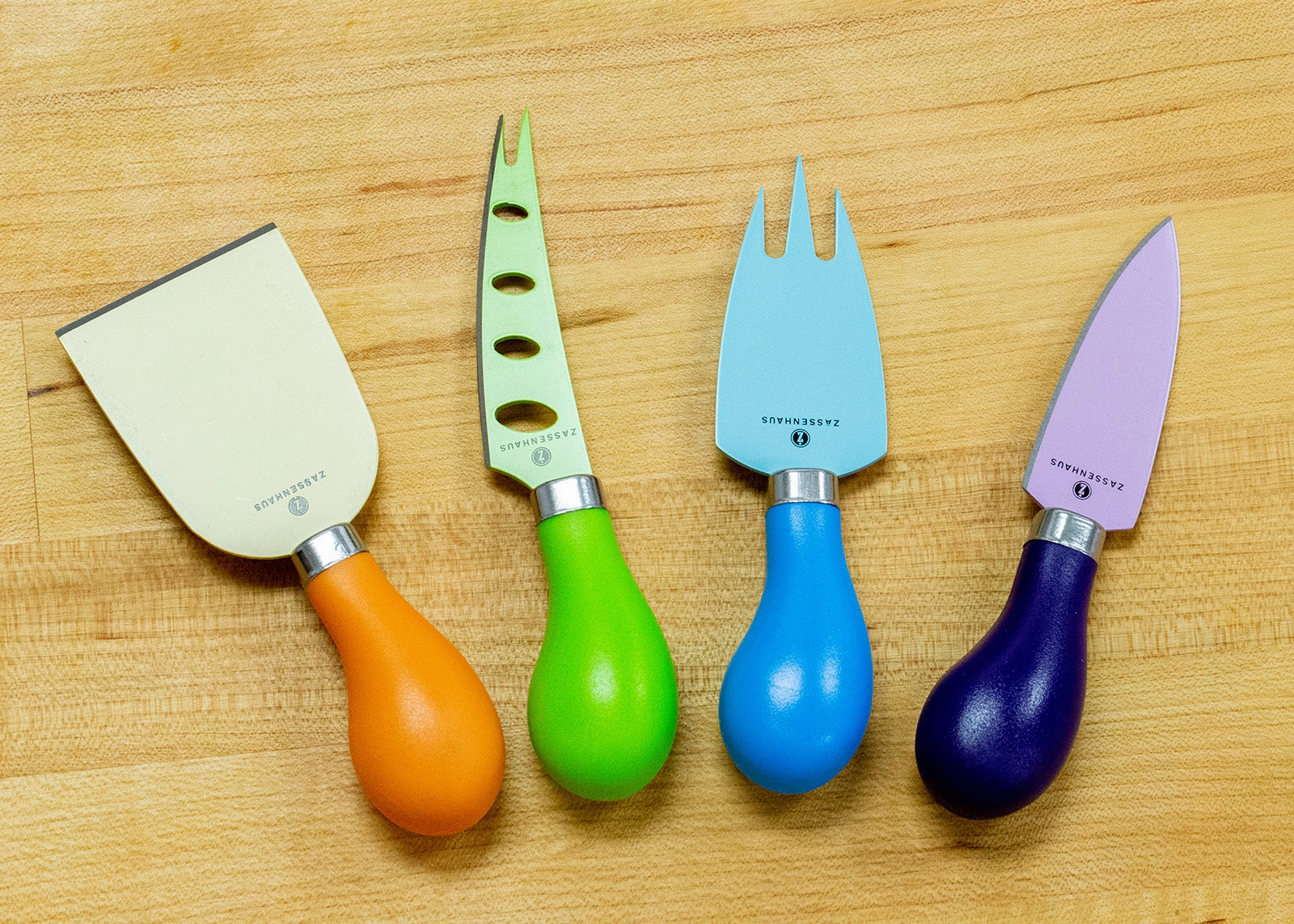Zassenhaus Easy Cut Cheese Knife Set, 4 Pieces, Assorted Colors