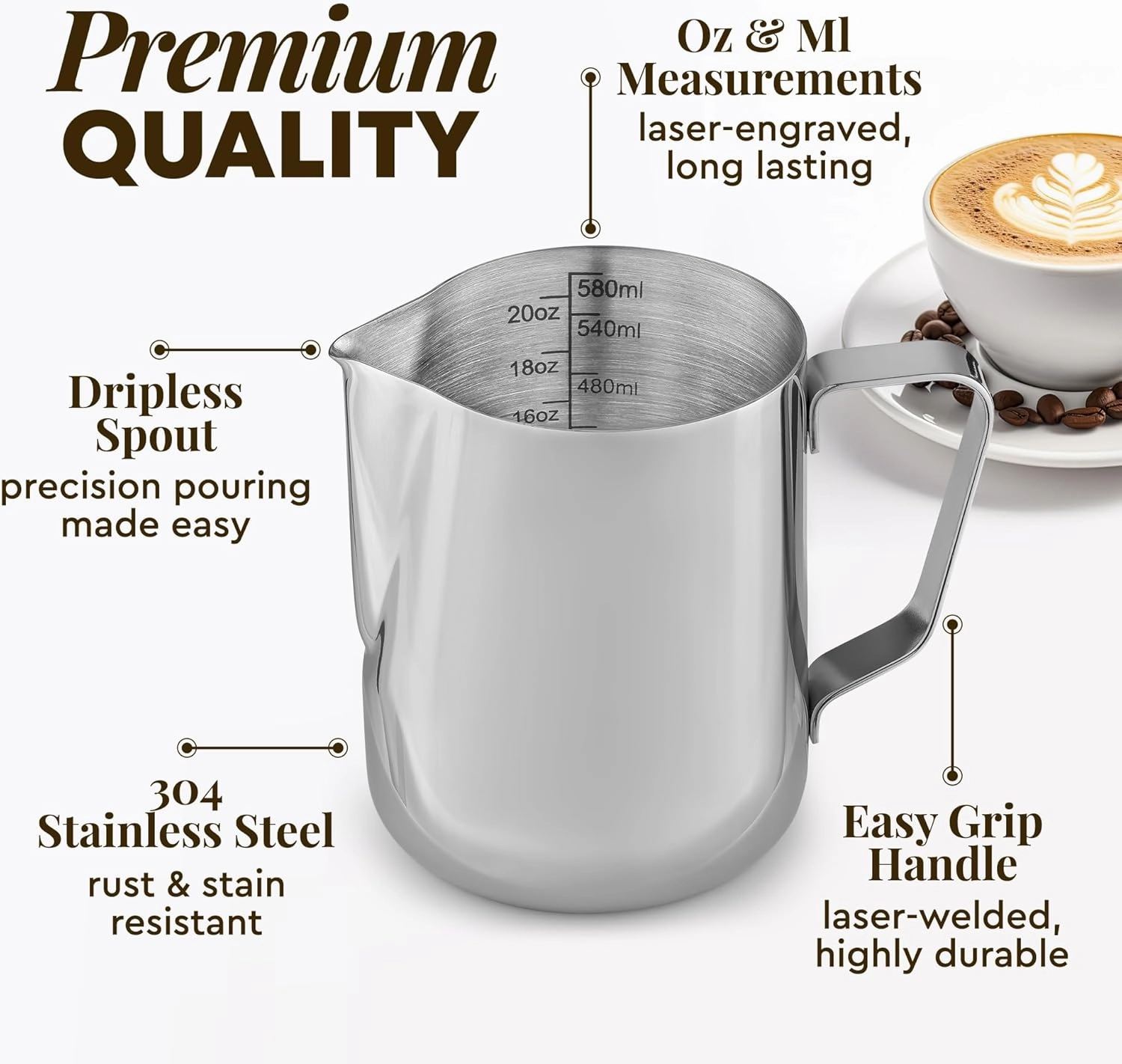 Zulay Kitchen 12oz Stainless Steel Milk Frothing Pitcher