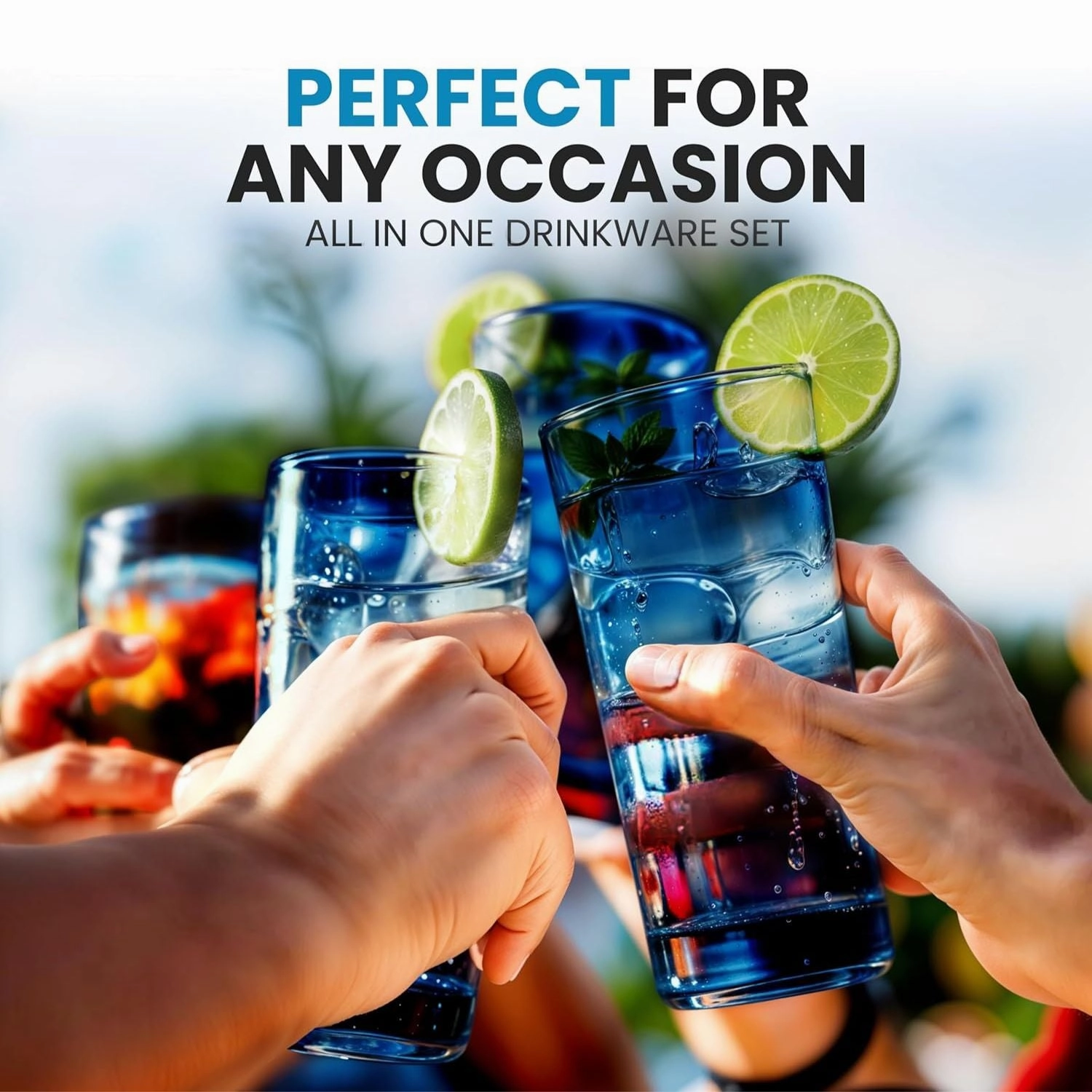 Zulay Kitchen Acrylic Glasses Drinkware - 6 Piece Unbreakable Plastic Tumblers 24oz