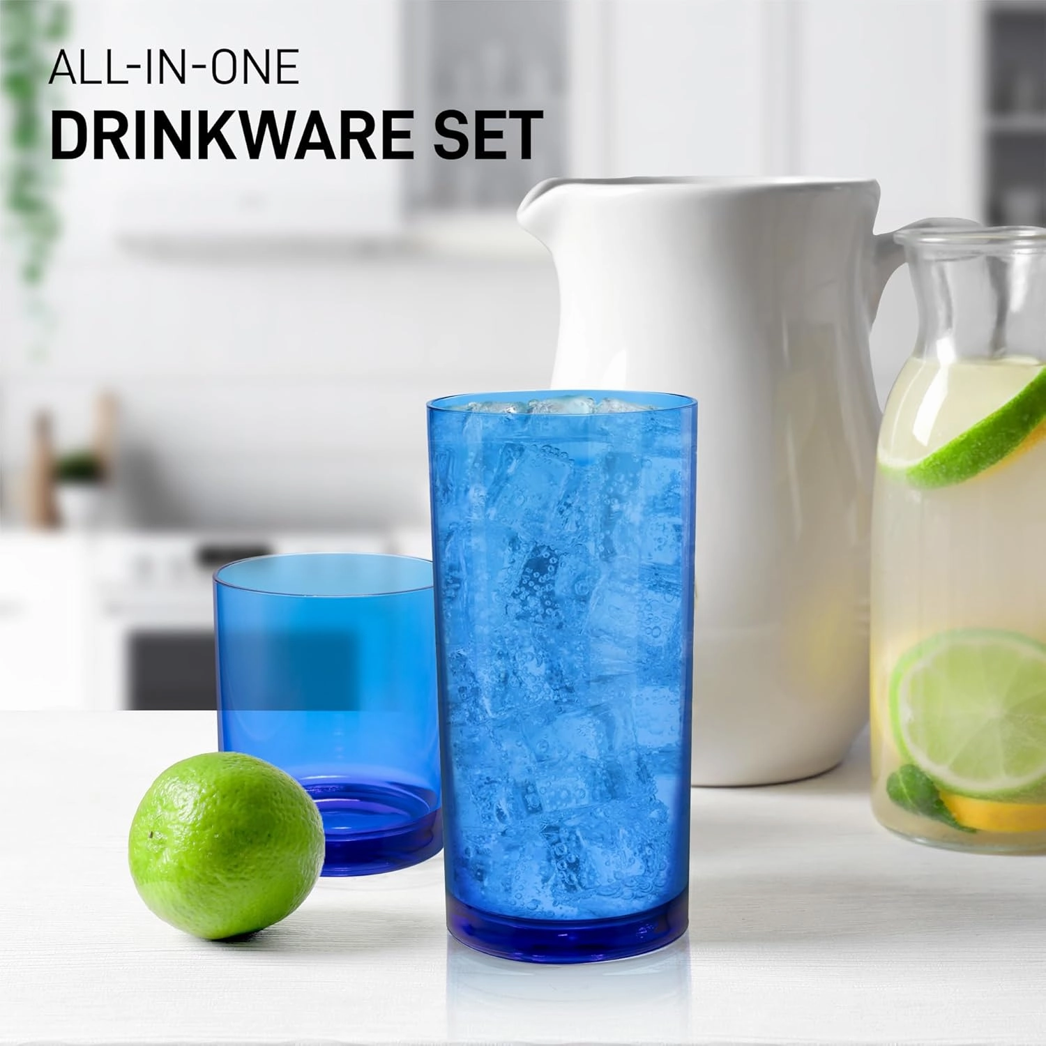 Zulay Kitchen Acrylic Glasses Drinkware - 8 Piece Unbreakable Plastic Tumblers