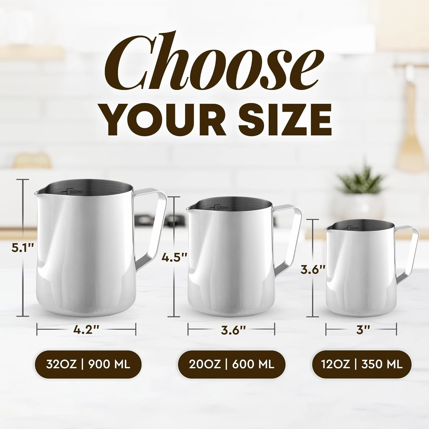 Zulay Kitchen Milk Frothing Pitcher - Stainless Steel With Latte Art Pen - 20oz (600ml)