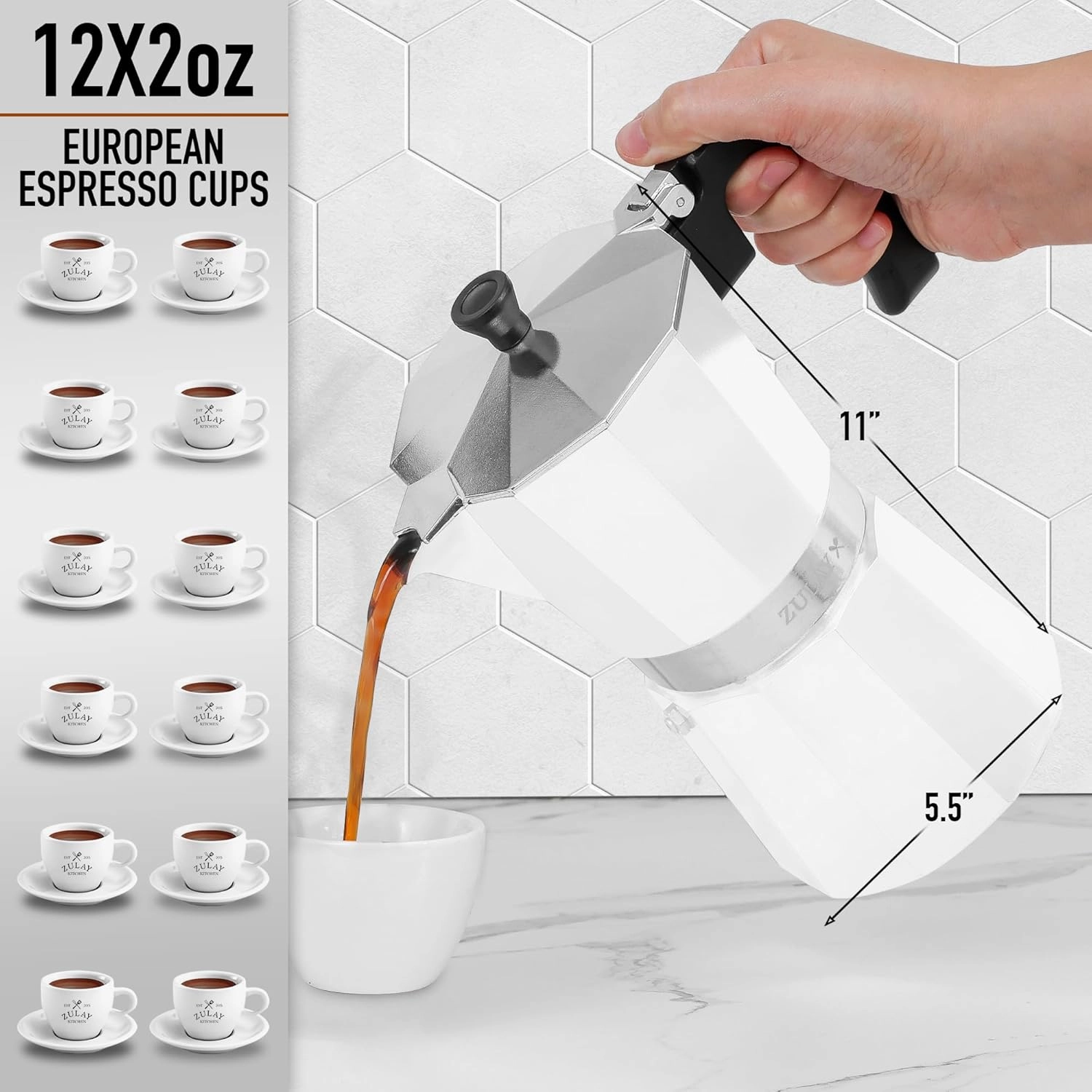 Zulay Kitchen Moka Pot Espresso Stovetop Coffee Maker 12 Cups