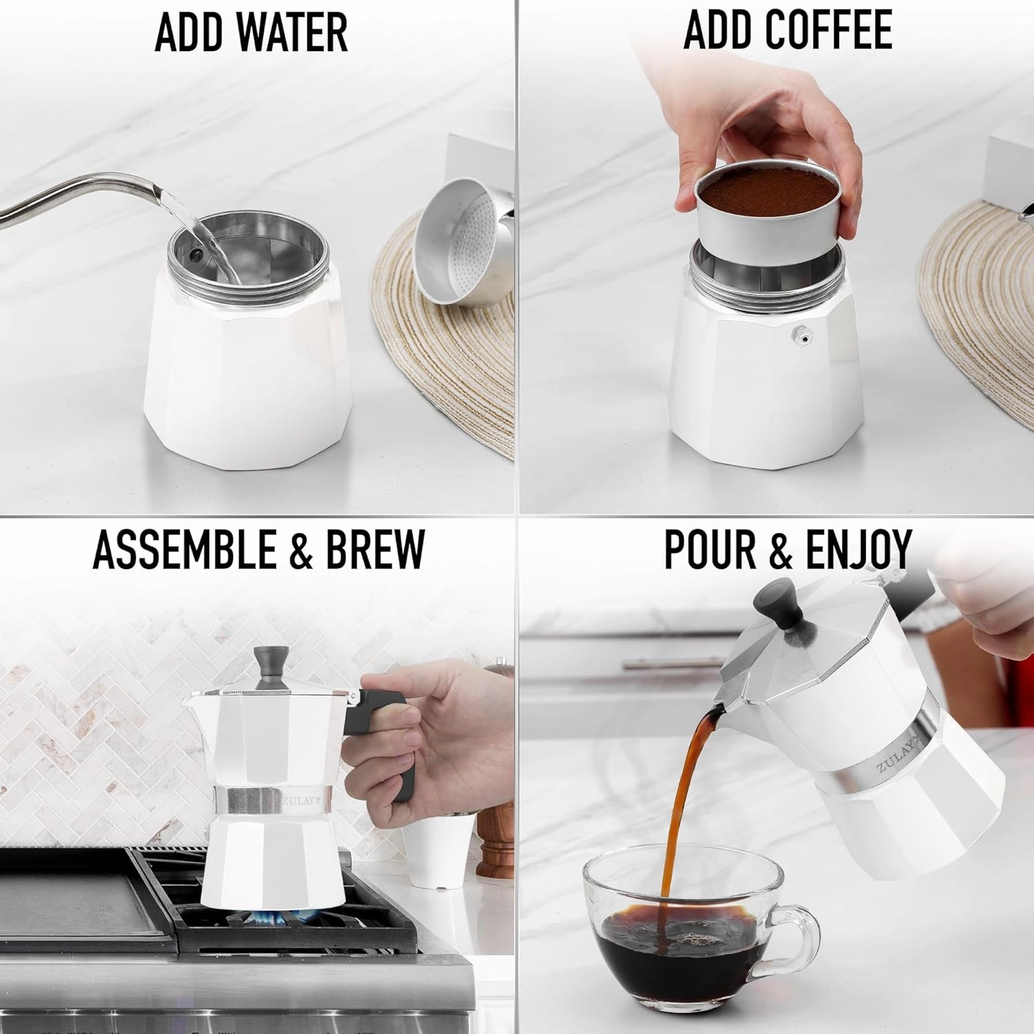 Zulay Kitchen Moka Pot Espresso Stovetop Coffee Maker 12 Cups