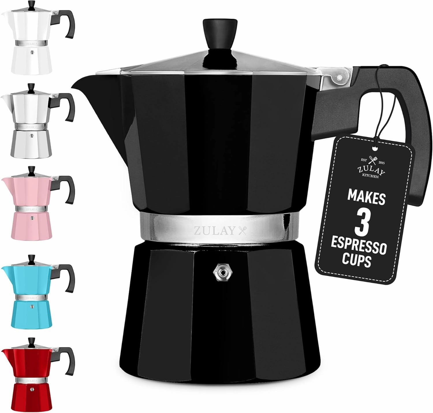 Zulay Premium Moka Pot Espresso Maker - 3 Cup