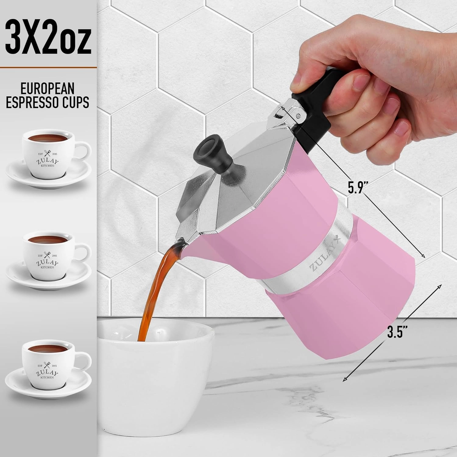 Zulay Premium Moka Pot Espresso Maker - 3 Cup