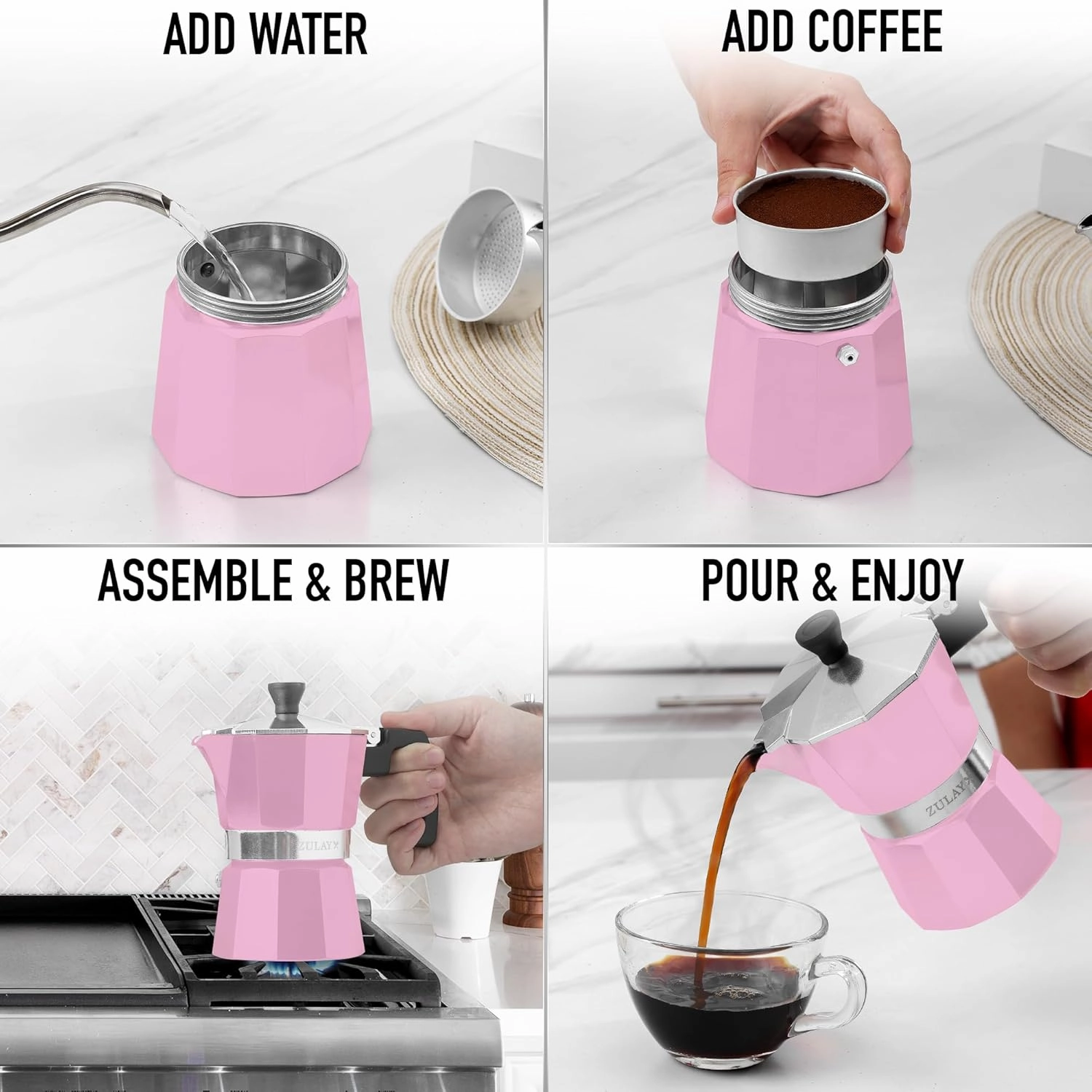Zulay Premium Moka Pot Espresso Maker - 3 Cup