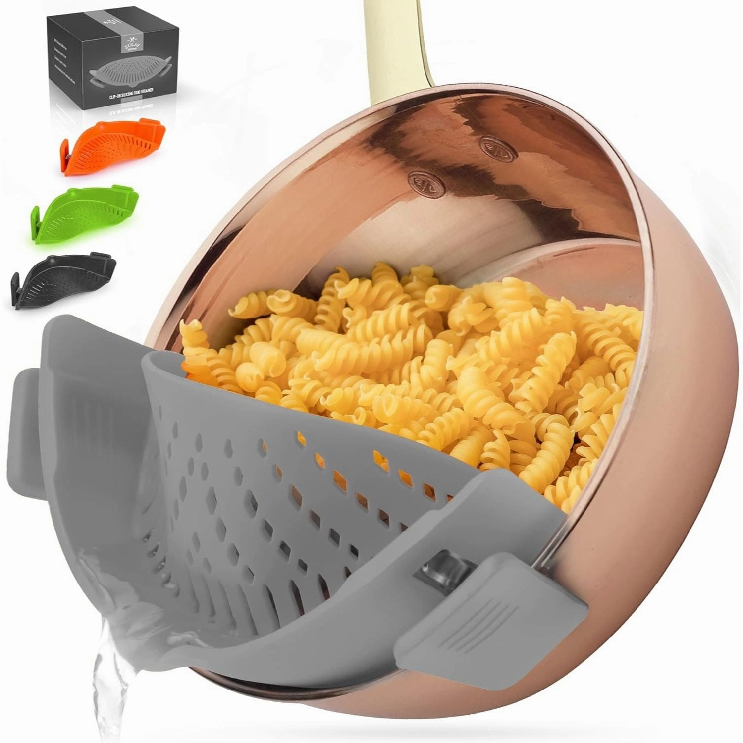 Zulay Silicone Pot Strainer - Adjustable Snap On Strainer For Most Pots & Pans