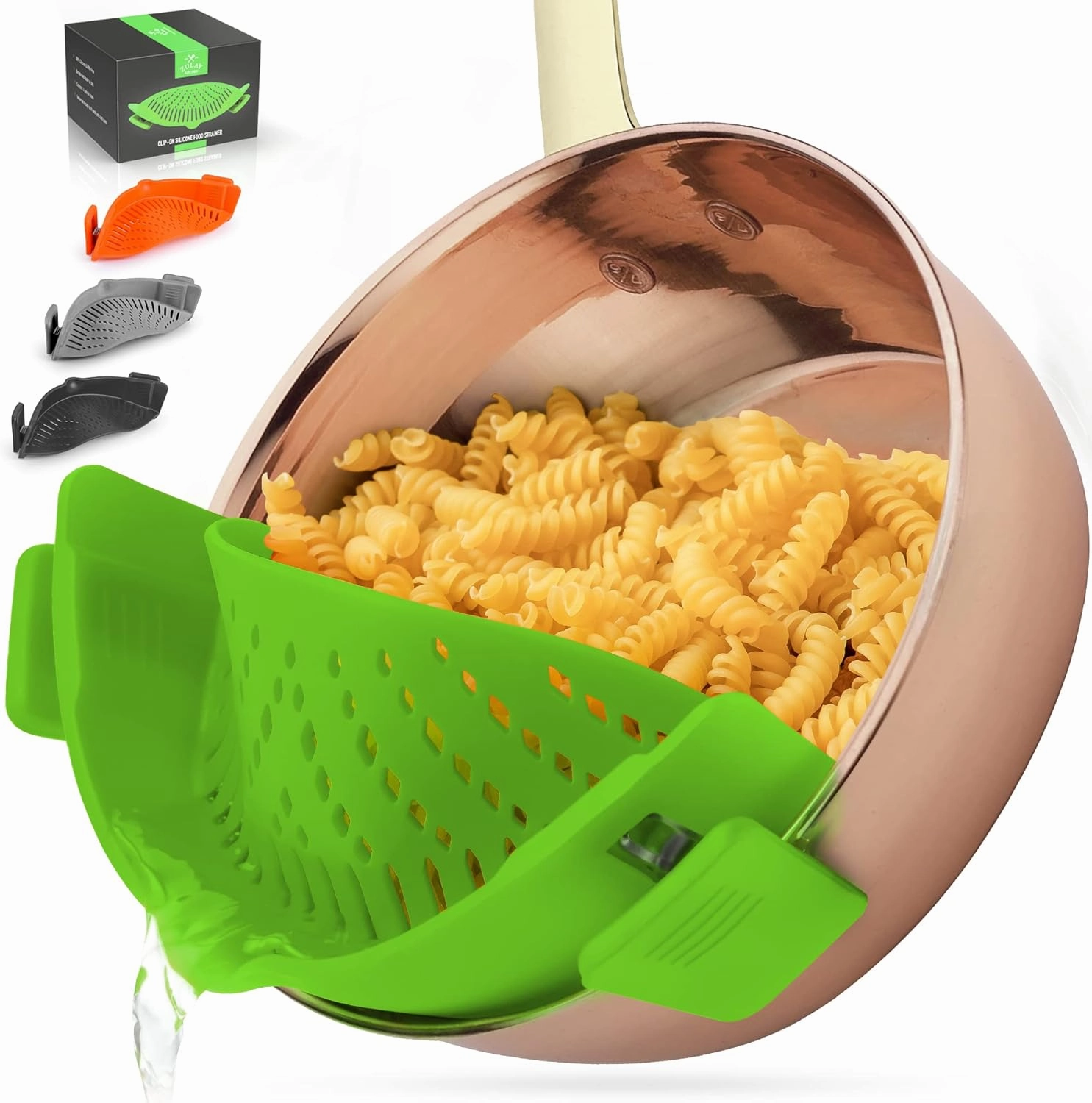 Zulay Silicone Pot Strainer - Adjustable Snap On Strainer For Most Pots & Pans