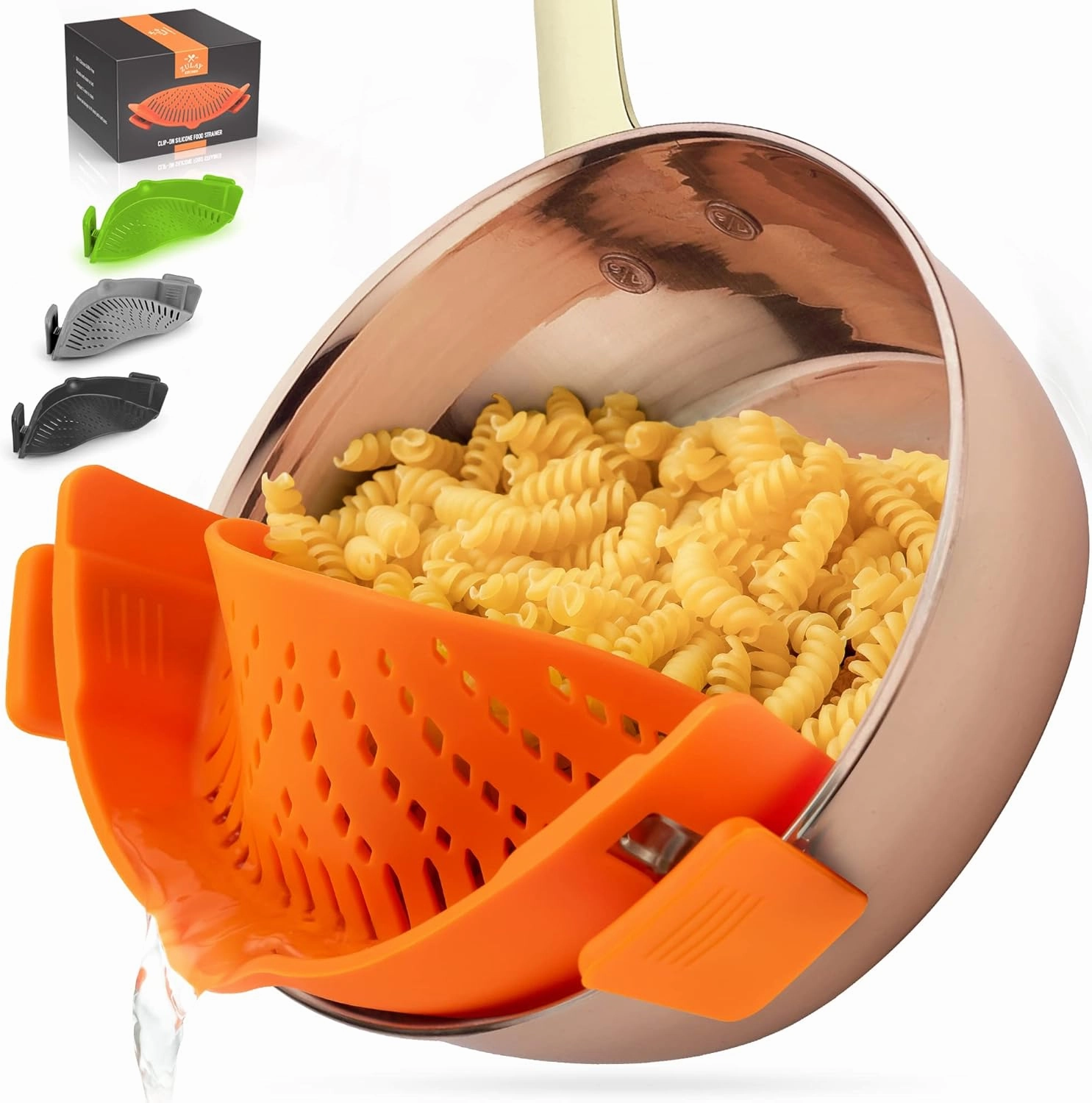 Zulay Silicone Pot Strainer - Adjustable Snap On Strainer For Most Pots & Pans
