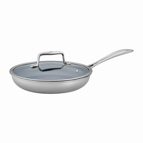 ZWILLING Clad CFX 9.5-inch Stainless Steel Ceramic Nonstick Fry Pan with Lid Cookware online kitchen sale