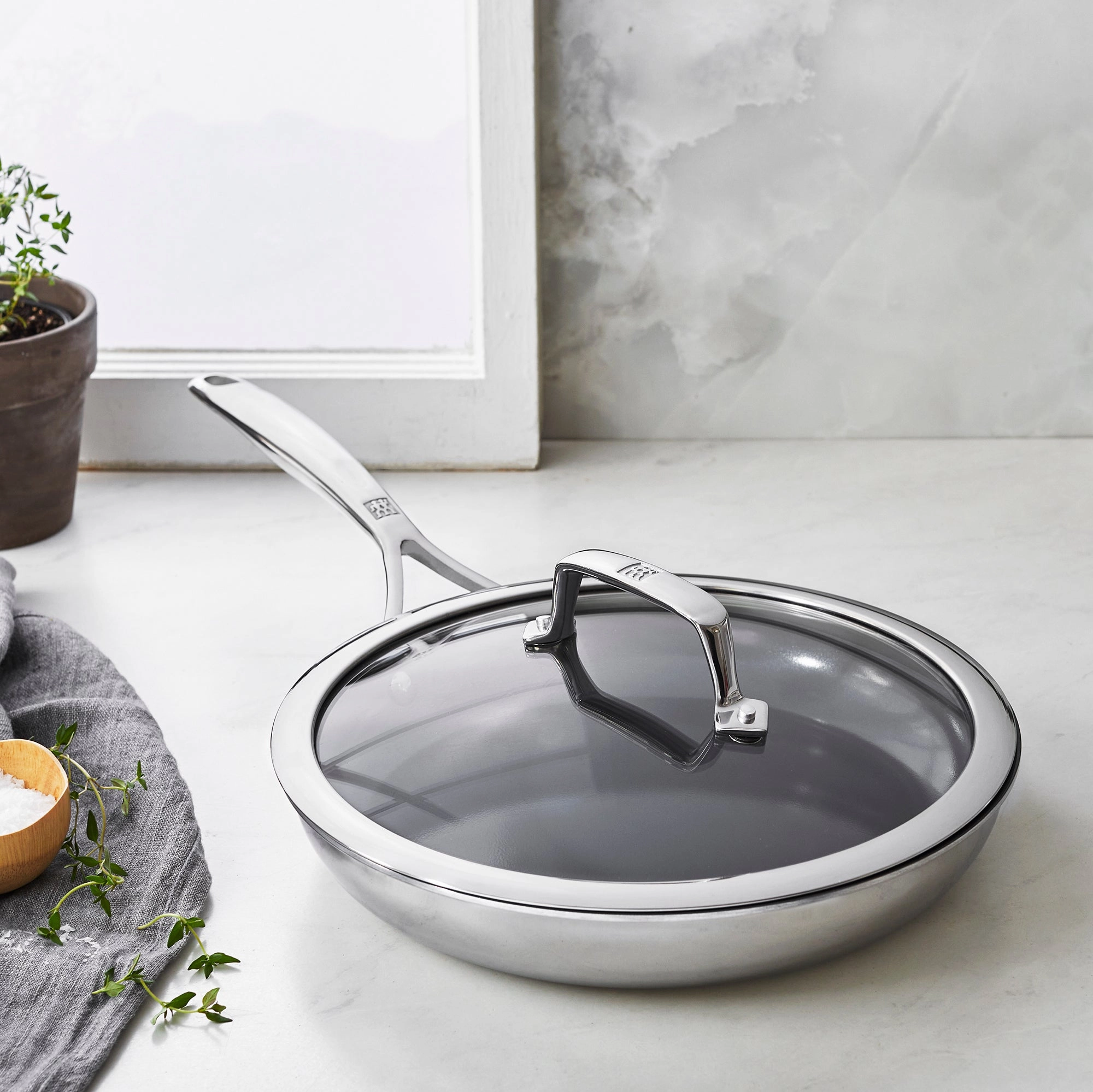 ZWILLING Energy Plus 10-inch Stainless Steel Ceramic Nonstick Fry Pan with Lid