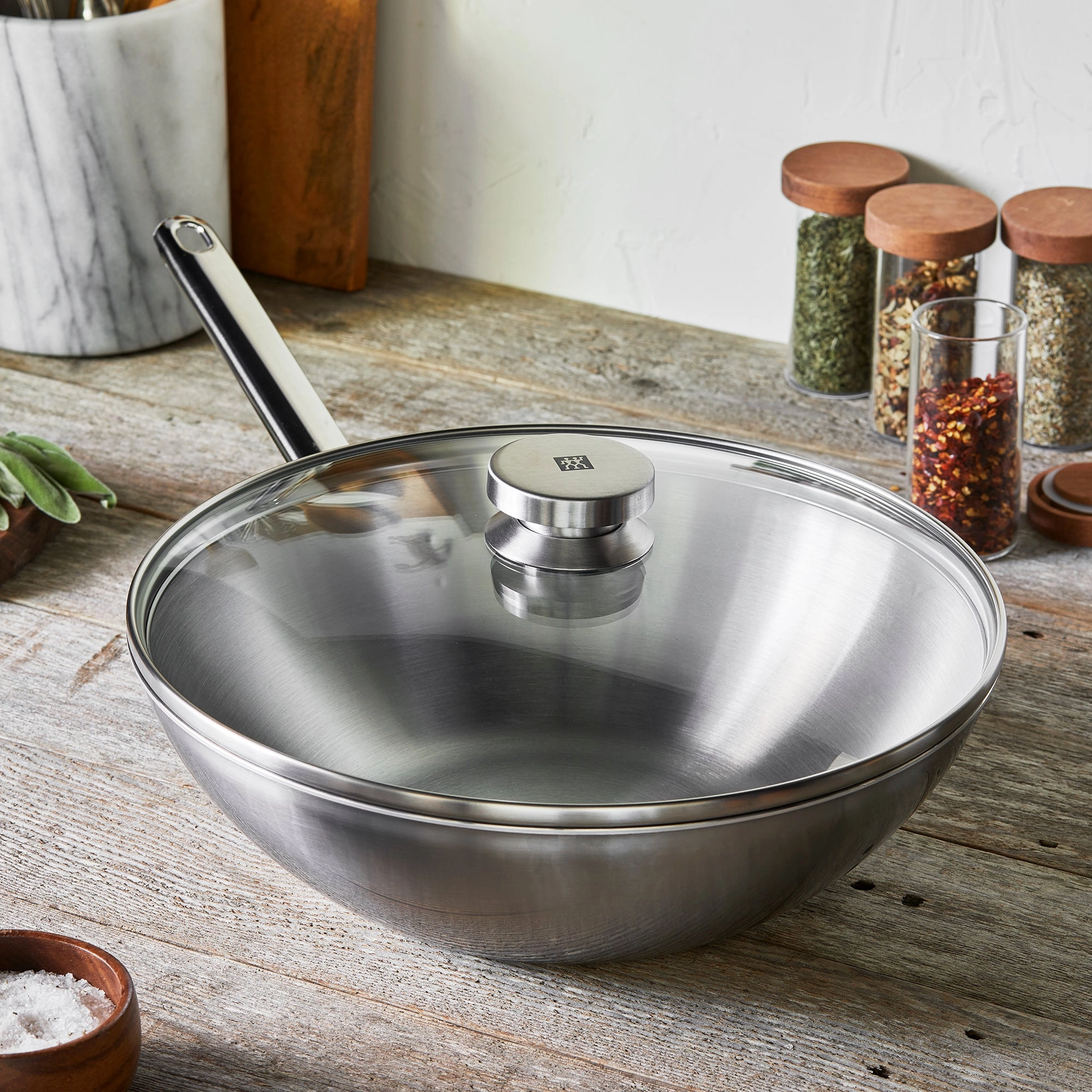 ZWILLING Plus 12-inch Stainless Steel Nonstick Wok with Lid
