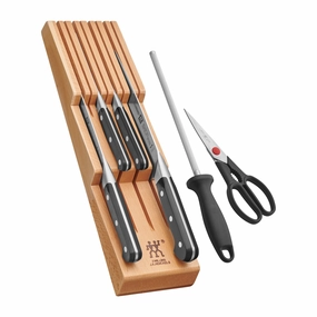 ZWILLING Pro 7-pc Knife Block Set with In-Drawer Knife Tray Cutlery outlet discounts