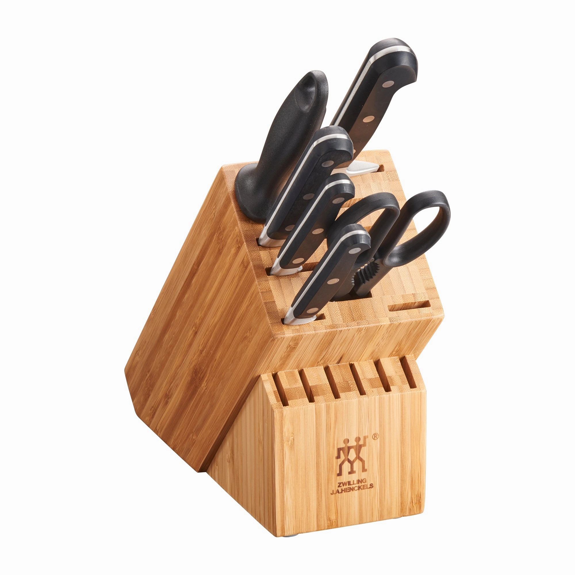 ZWILLING Professional S Knife Set with Block, Chefs Knife, Serrated Utility Knife, 7 Piece, Black