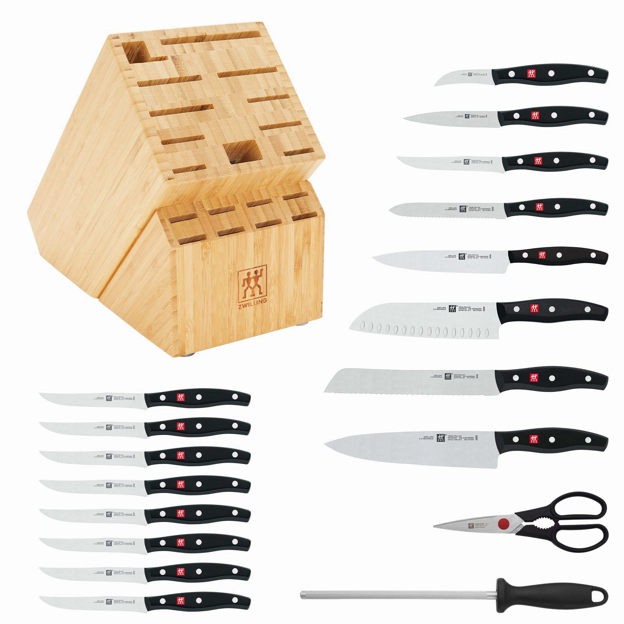 ZWILLING Twin Signature 19-Piece German Knife Set with Block, Made in Company-Owned German Factory with Special Formula Steel perfected for almost 300 Years